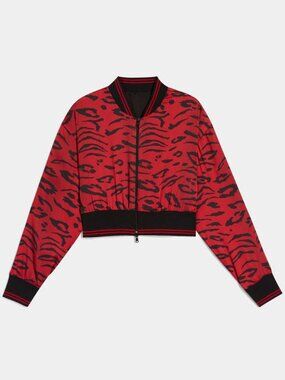 NWOT Dia & CO Printed Bomber Jacket Size XS Color Red Chetah. Original $248